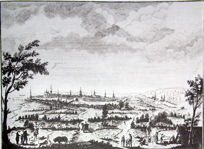 Сызрань. Вид города в первой половине XVII в. по гравюре М.Махаева.