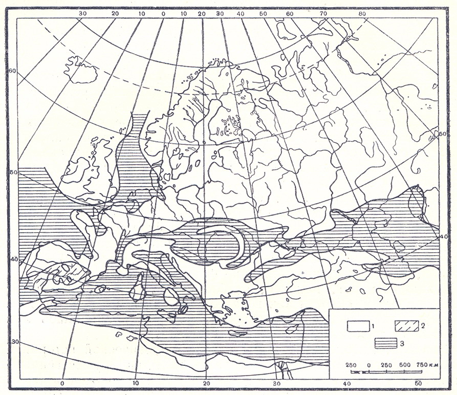 Западная часть Средиземноморской области в середине миоцена